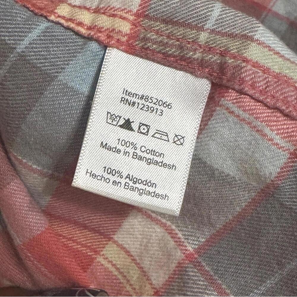 JACHS Girlfriend Western Bea Flannel Plaid Snap Button Down Shirt Red Blue Sz M - Picture 8 of 9